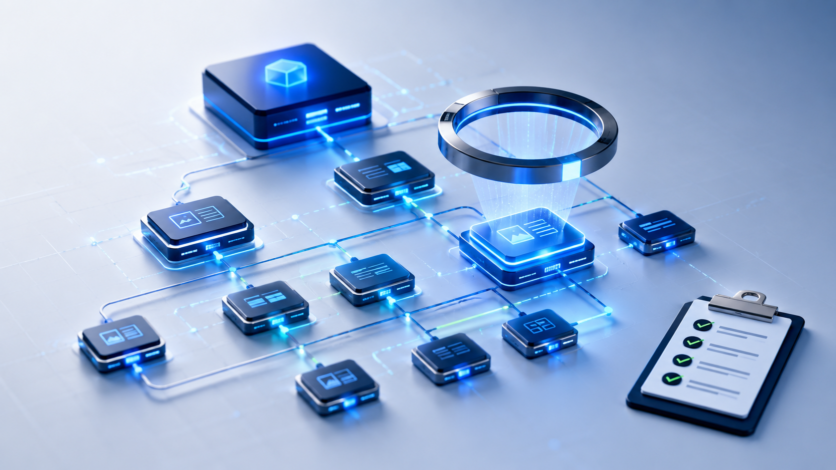 3D visual representing a technical SEO checklist for service businesses