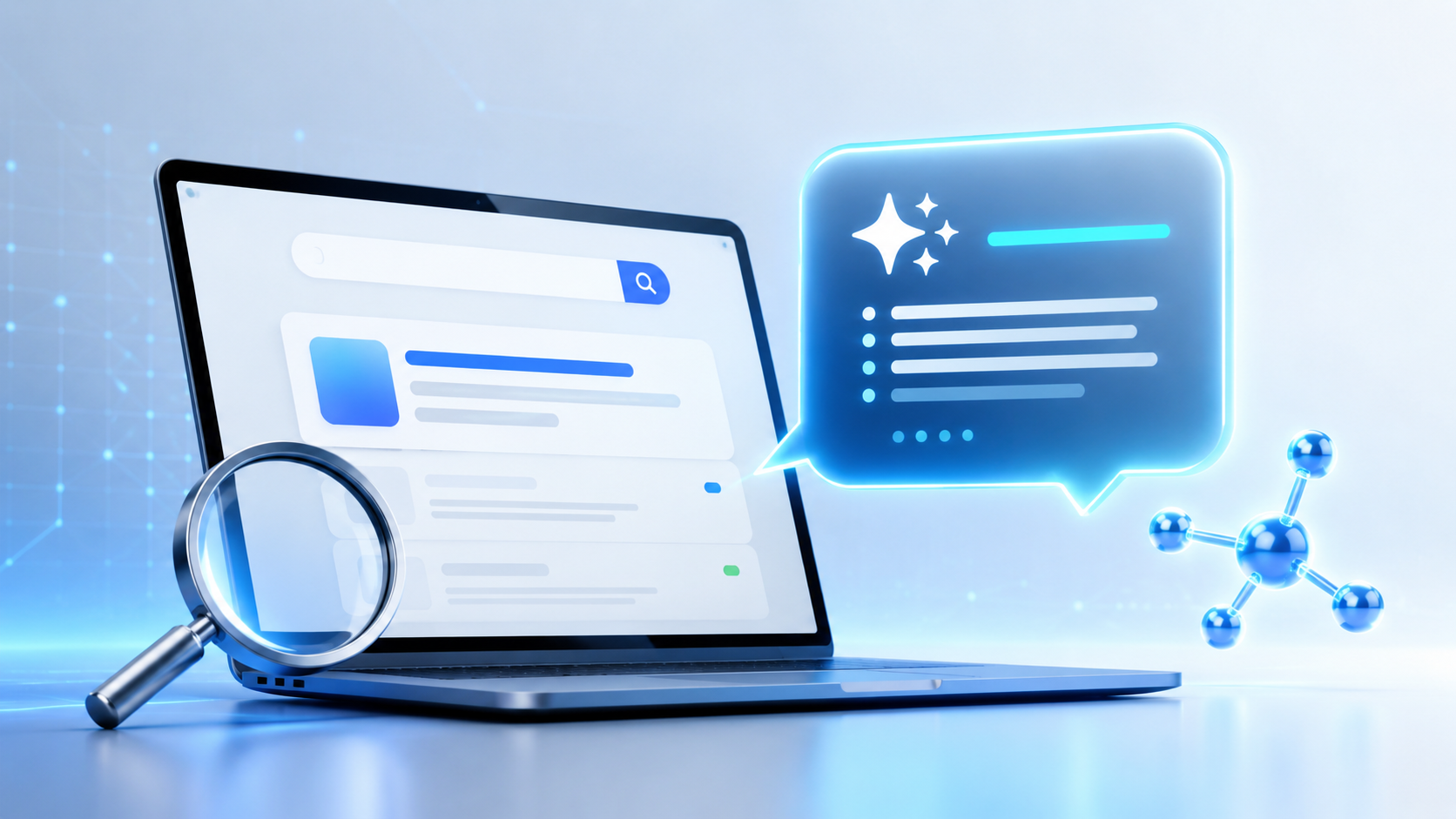 3D visual representing Generative Engine Optimization for AI search