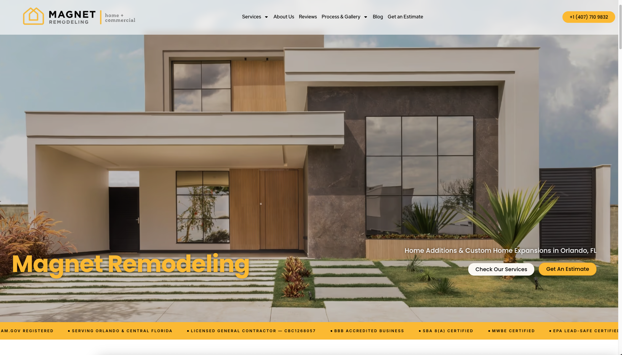 Magnet Remodeling website preview for home remodeling SEO portfolio